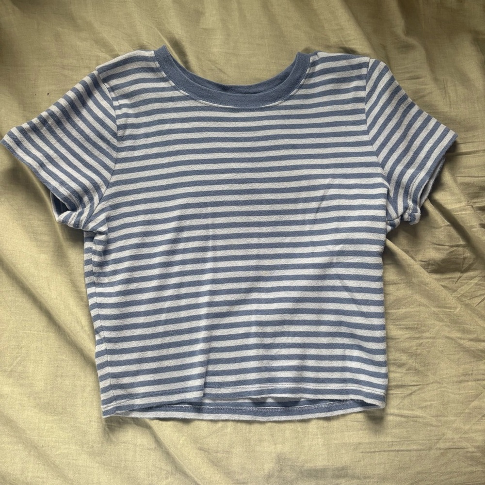 Hollister Blue and White Striped Tee